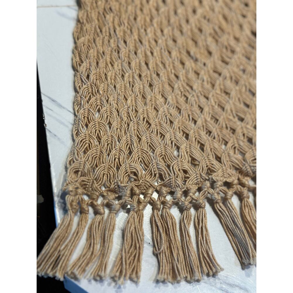 Vintage Boho Macramé Handbag with Wooden Ring Handles – Handmade Knit Tote - Picture 5 of 6